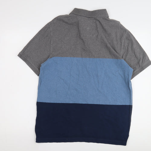 FatFace Men's Grey Blue Polo Shirt L Colourblock