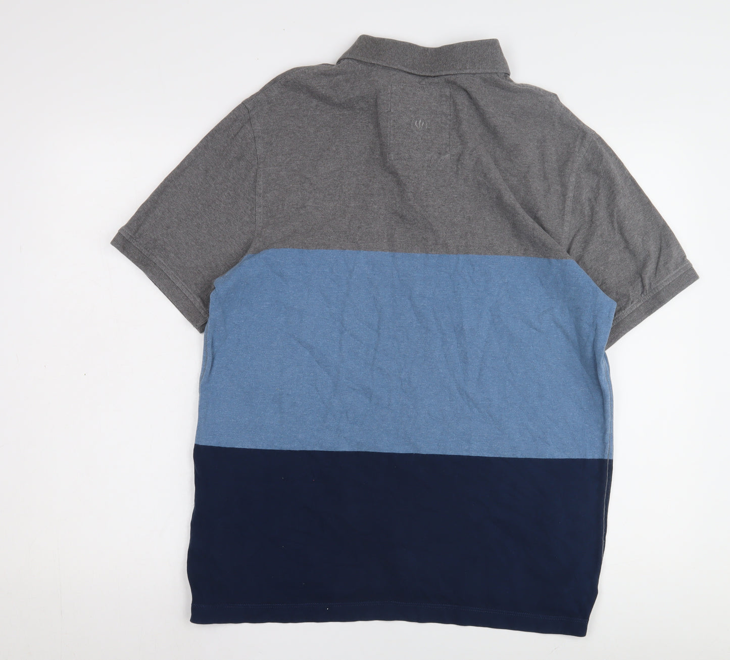 FatFace Men's Grey Blue Polo Shirt L Colourblock