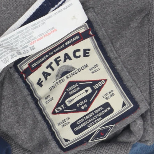 FatFace Men's Grey Blue Polo Shirt L Colourblock