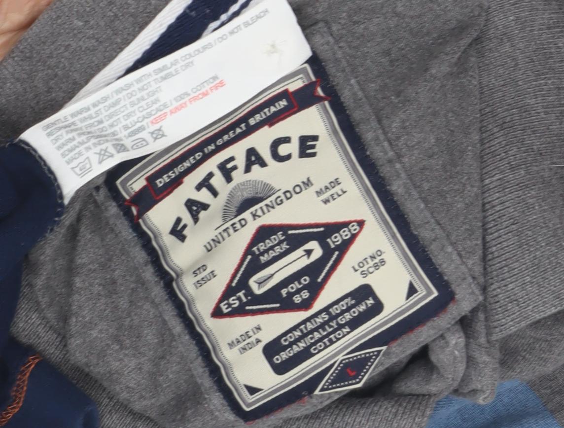 FatFace Men's Grey Blue Polo Shirt L Colourblock