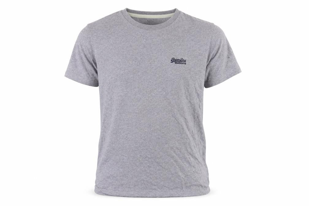 Front view of Superdry Men's Grey Crew Neck T-Shirt - S, Comfortable & Stylish