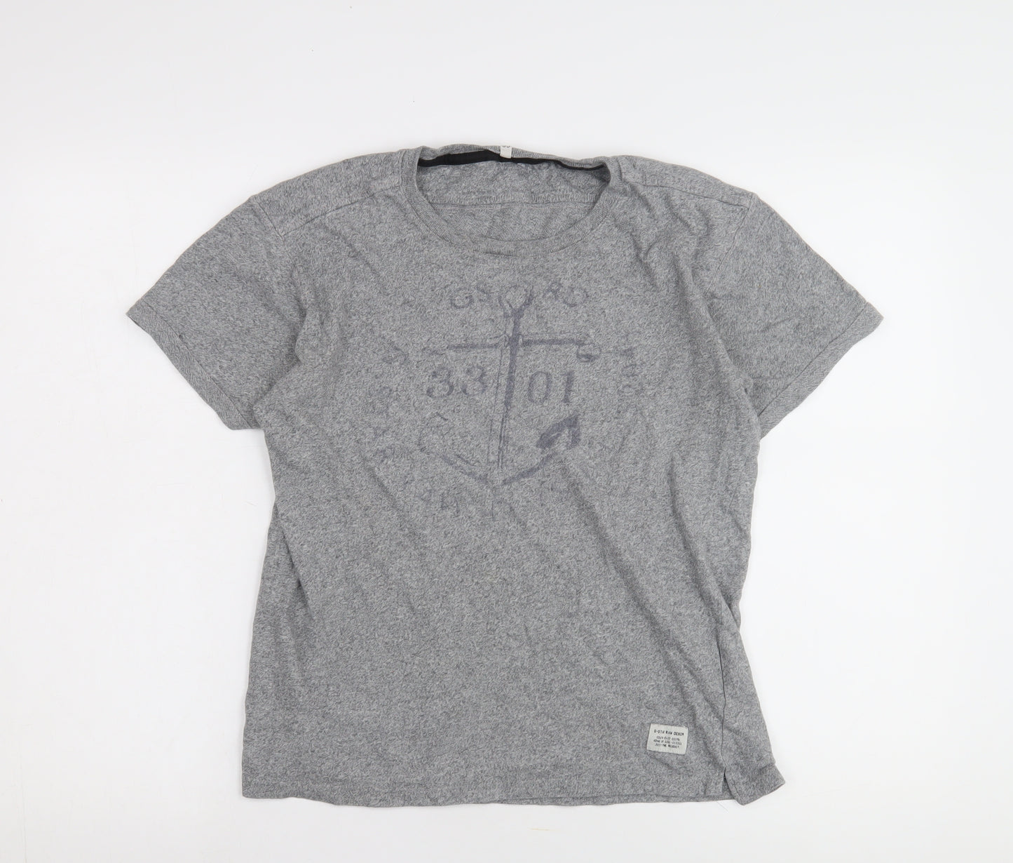 G-Star Unisex Grey M T-Shirt, Casual Jersey Crew Neck