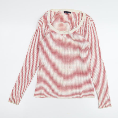 Gap Women's Red & White Striped Long Sleeve T-Shirt