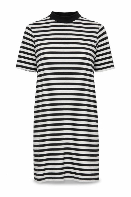 Front view of Cheap Monday Women's Black Striped T-Shirt Dress XS