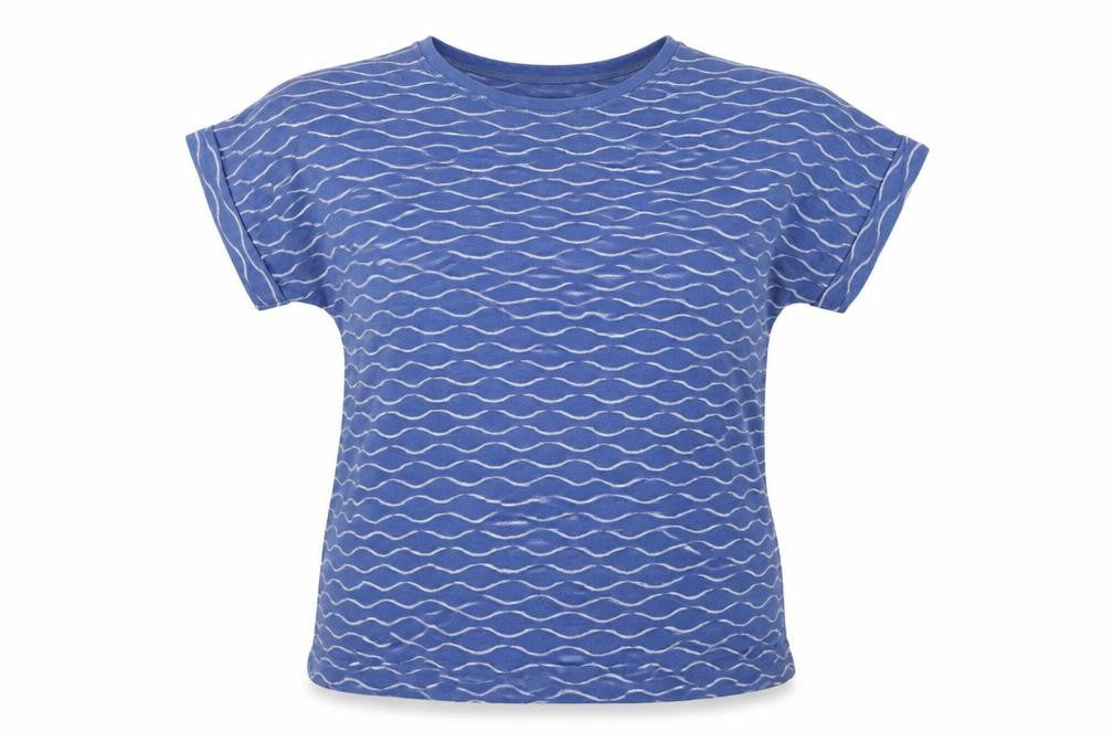Front view of Phase Eight Women's Blue Geometric T-Shirt UK 14