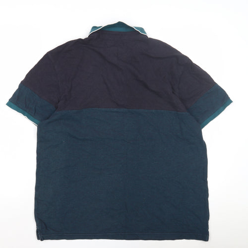Red Herring Men's Blue Colourblock Polo, Large