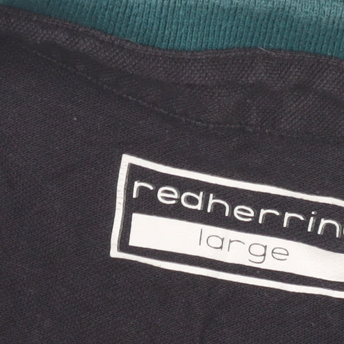 Red Herring Men's Blue Colourblock Polo, Large