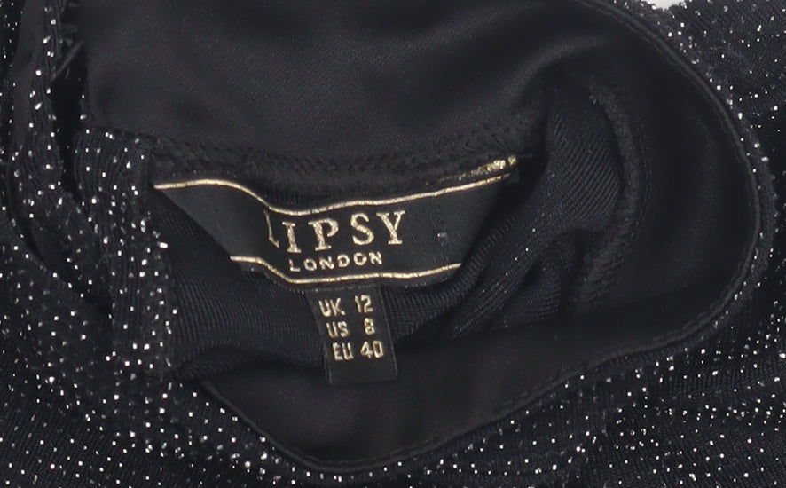 Lipsy London Women's Black High Neck Blouse Size 12