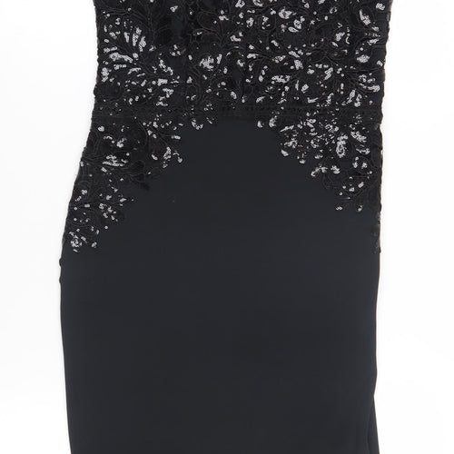Lipsy Women's Black Bodycon Midi Dress UK 10