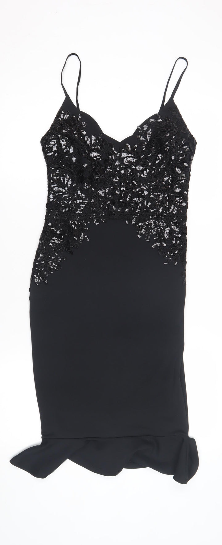 Lipsy Women's Black Bodycon Midi Dress UK 10