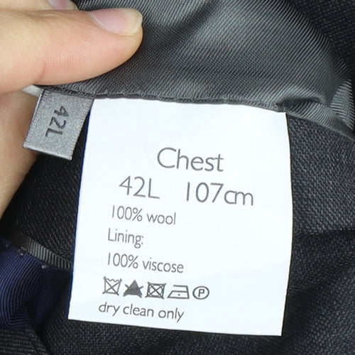 John Lewis Men's Grey Wool Blazer Size 42L Formal