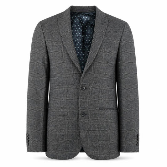 Front view of Next Men's Grey Check Blazer Regular Fit 36R