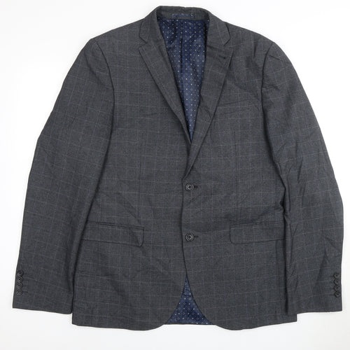 Next Men's Grey Checked Blazer, Size 42L Formal Jacket