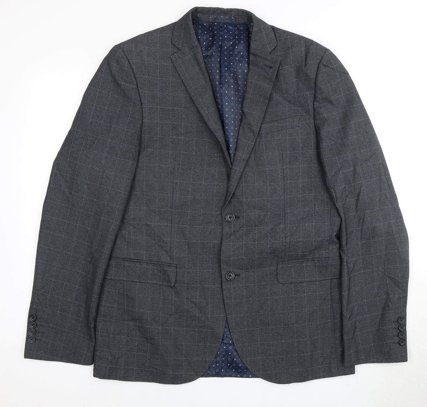 Next Men's Grey Checked Blazer, Size 42L Formal Jacket