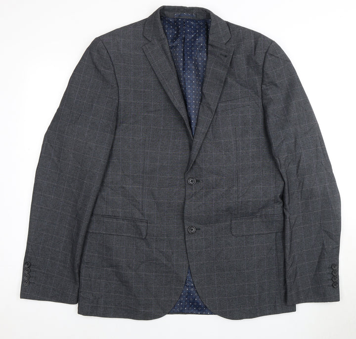 Next Men's Grey Checked Blazer, Size 42L Formal Jacket