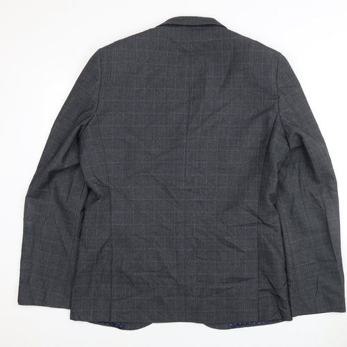 Next Men's Grey Checked Blazer, Size 42L Formal Jacket