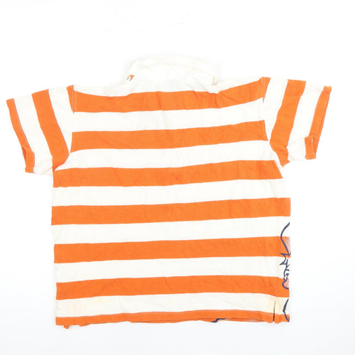 Disney Boys Orange Striped Polo with Donald Duck Design (Size 12)