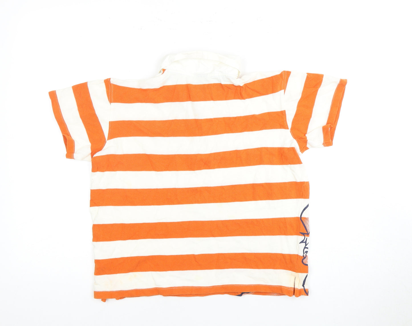Disney Boys Orange Striped Polo with Donald Duck Design (Size 12)