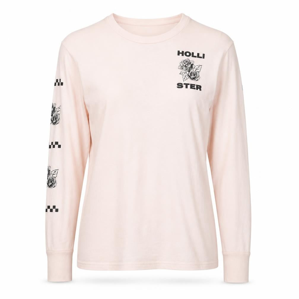 Hollister Pink Long Sleeve Jersey T-Shirt M