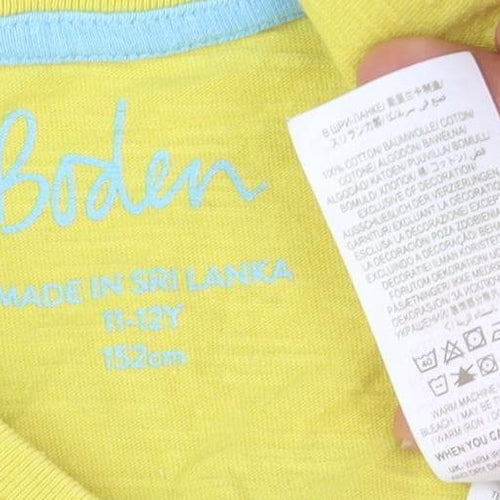 Boden Girls Yellow Cotton Crew Neck T-Shirt 11-12 Years