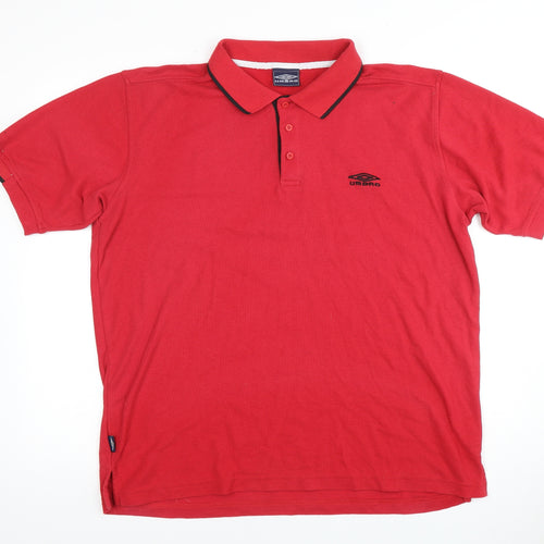 Umbro Men's Red Polo Shirt, Size L, Casual Style