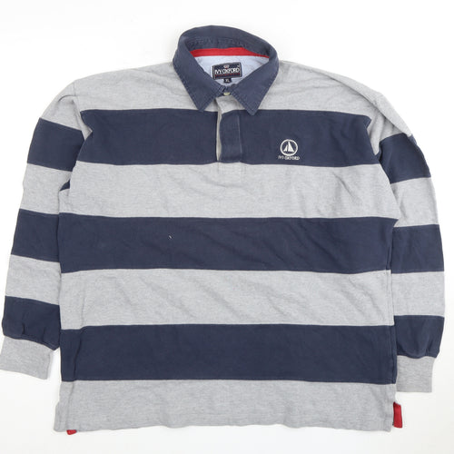 Ivy Oxford Men's Blue & Grey Striped XL Polo