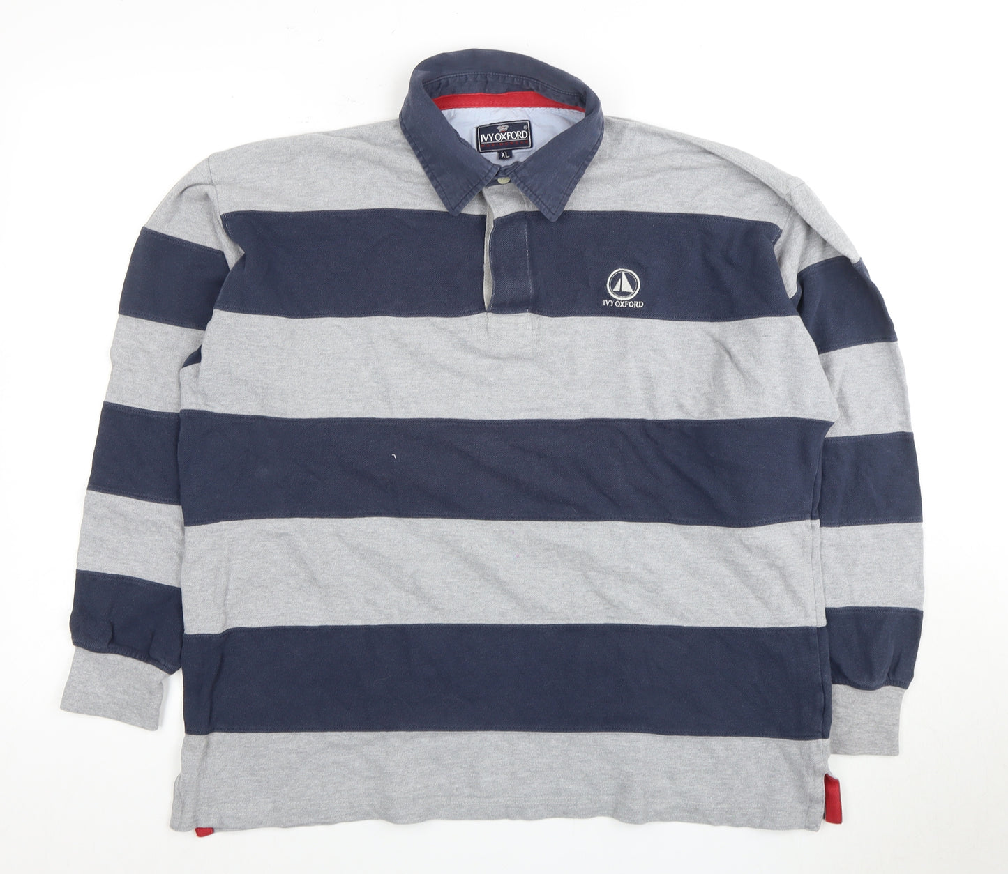 Ivy Oxford Men's Blue & Grey Striped XL Polo