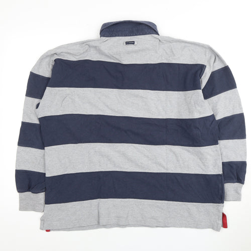 Ivy Oxford Men's Blue & Grey Striped XL Polo