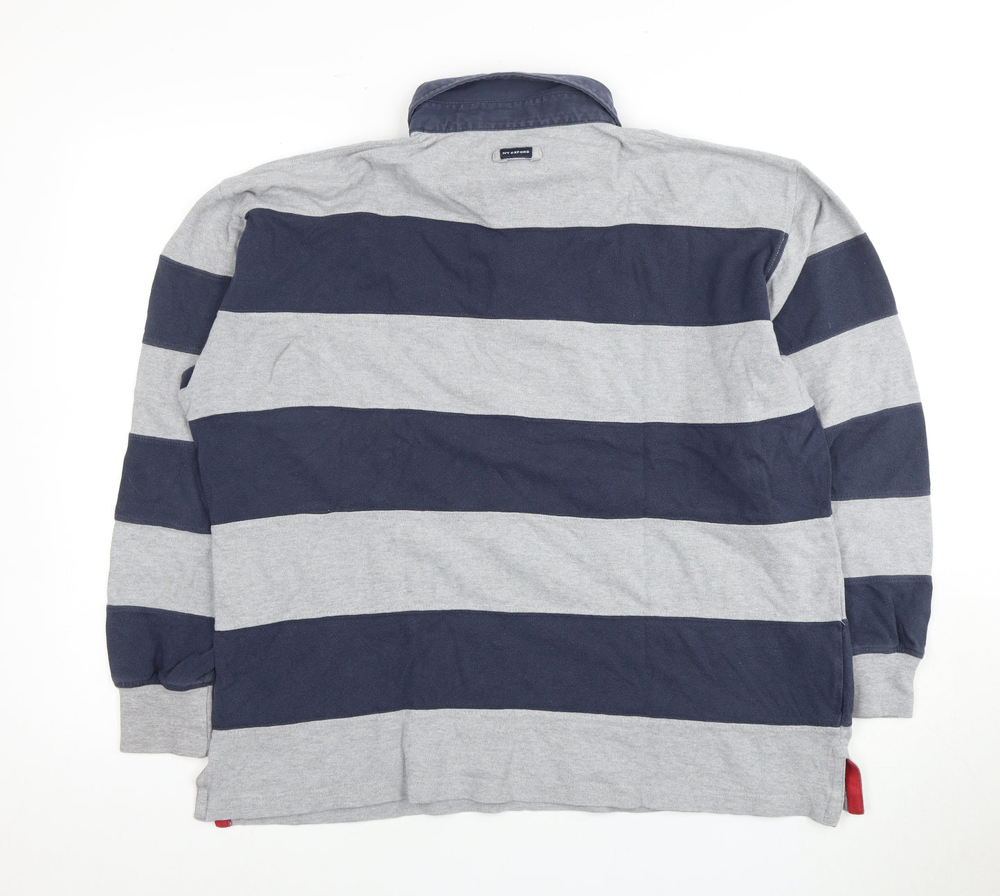 Ivy Oxford Men's Blue & Grey Striped XL Polo