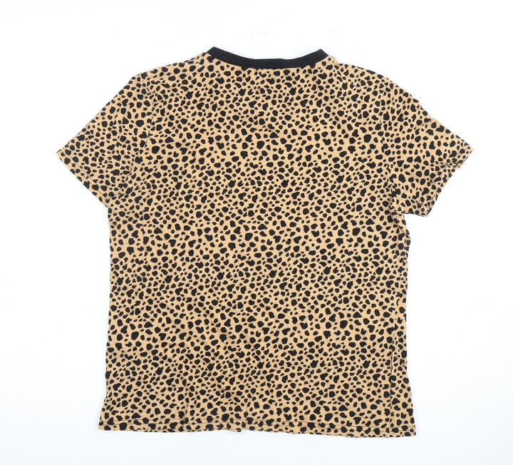 Warehouse Women's Beige Animal Print T-Shirt, UK 12