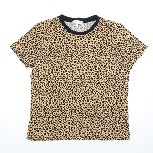 Warehouse Women's Beige Animal Print T-Shirt, UK 12