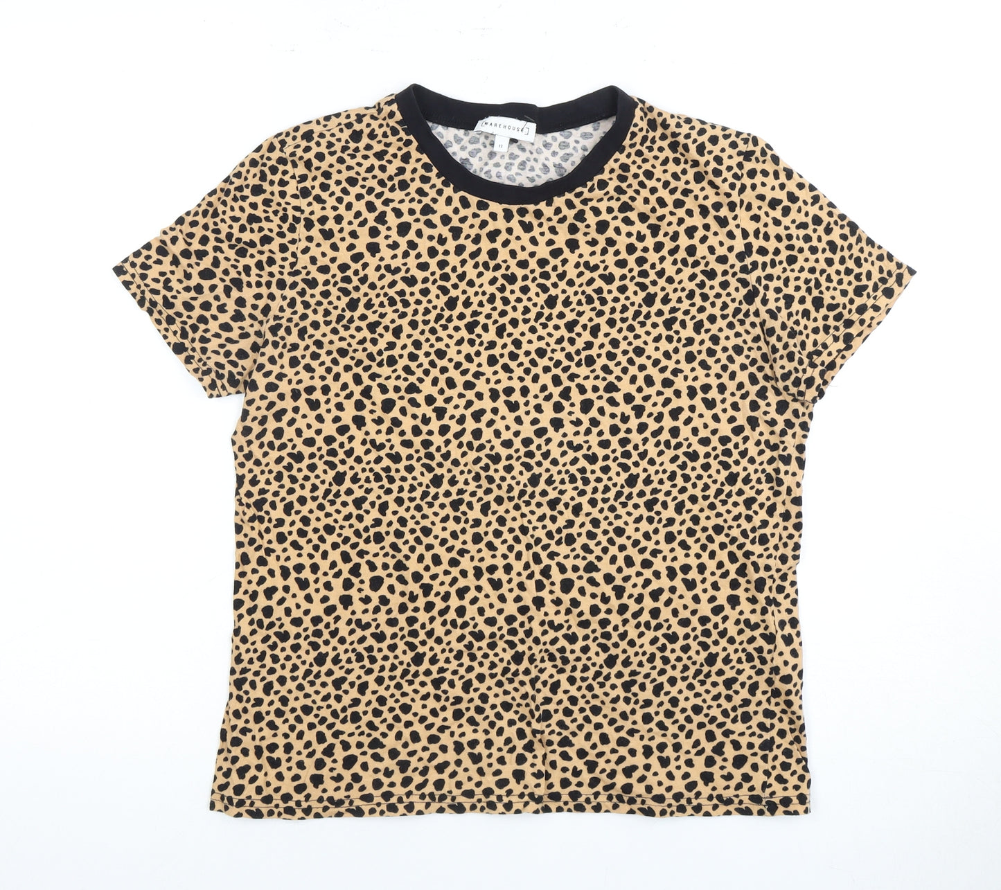 Warehouse Women's Beige Animal Print T-Shirt, UK 12