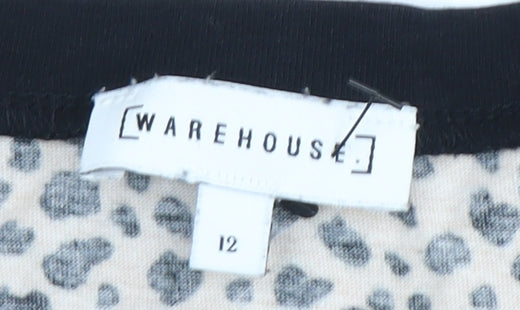 Warehouse Women's Beige Animal Print T-Shirt, UK 12