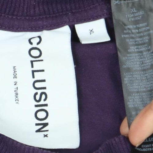 Collusion Men's Purple XL Long Sleeve Crew Neck T-Shirt