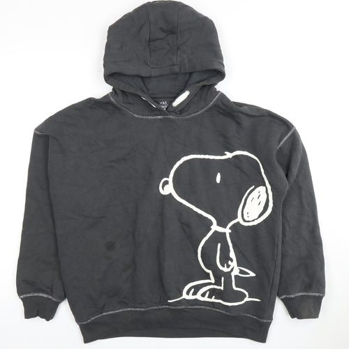 Marks and Spencer Boys Black Pullover Hoodie, Peanuts, 13-14 Years