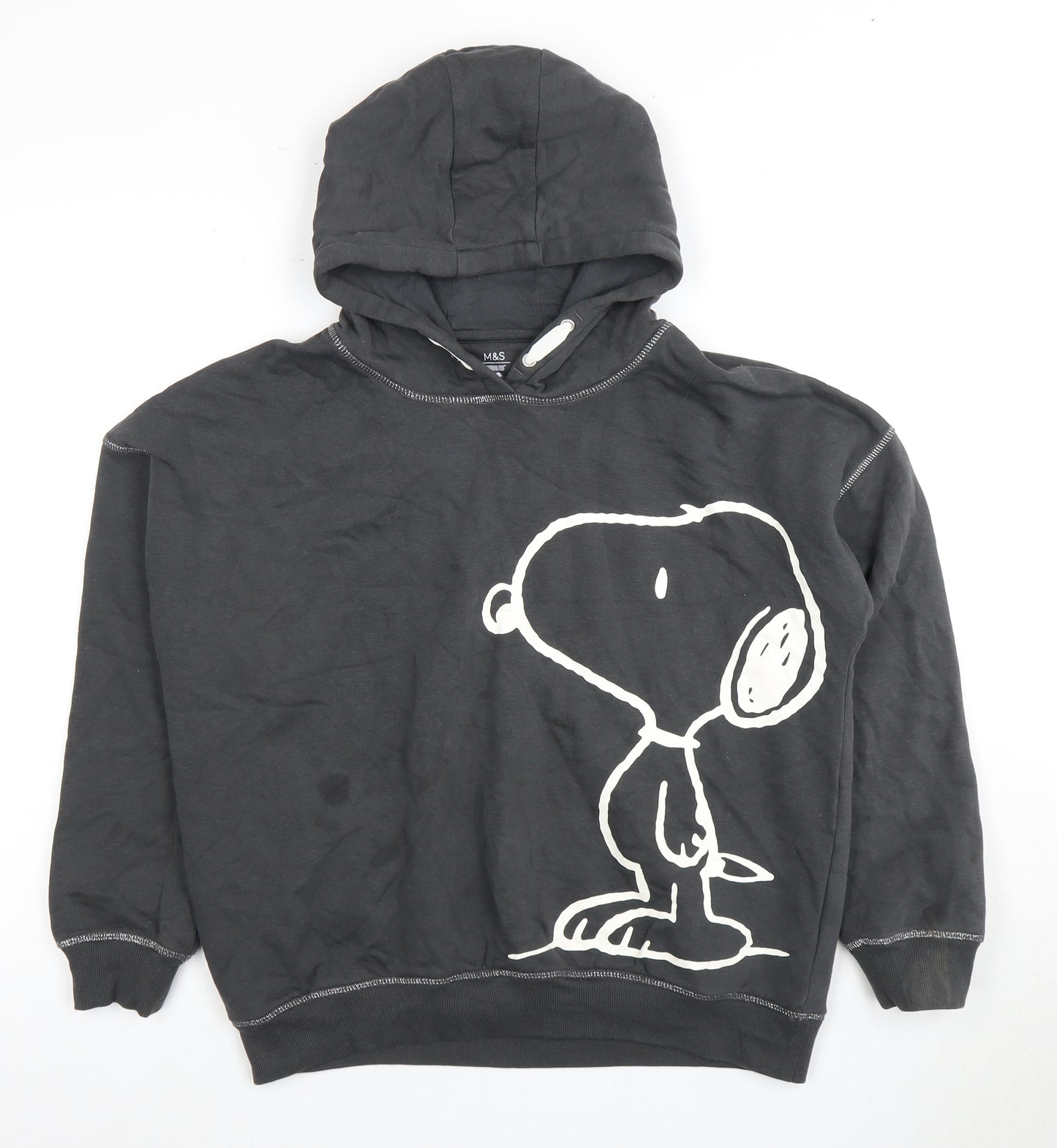 Marks and Spencer Boys Black Pullover Hoodie, Peanuts, 13-14 Years