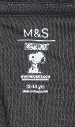 Marks and Spencer Boys Black Pullover Hoodie, Peanuts, 13-14 Years