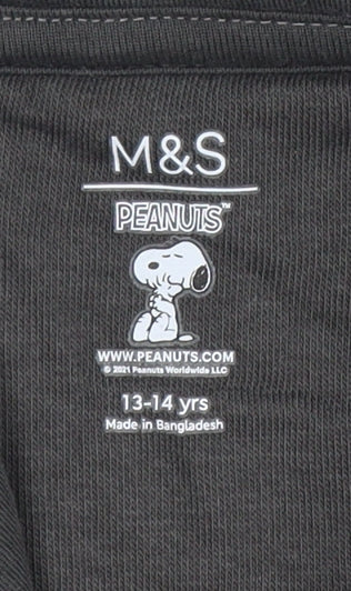Marks and Spencer Boys Black Pullover Hoodie, Peanuts, 13-14 Years
