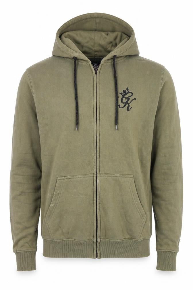 Front view of Gym King Men's Green Full Zip Hoodie S