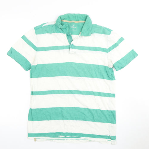 Gap Men's Green Striped Polo Shirt Size S
