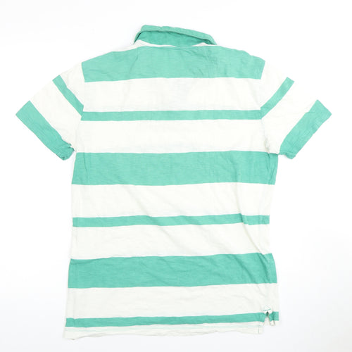 Gap Men's Green Striped Polo Shirt Size S