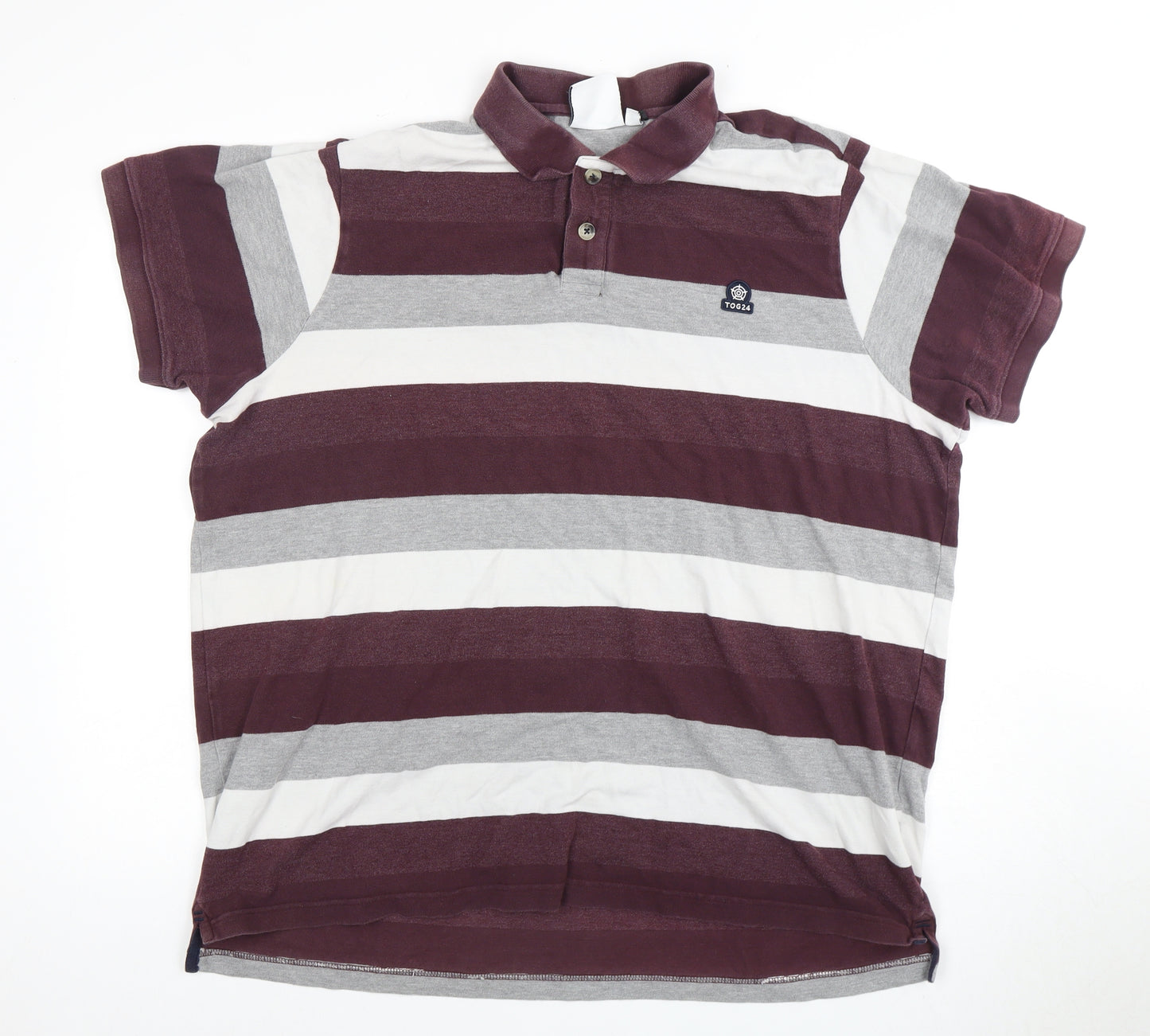 TOG24 Men's Multicoloured Striped Polo 3XL Short Sleeve