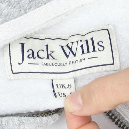 Jack Wills Women’s Grey Full Zip Hoodie, Size 6