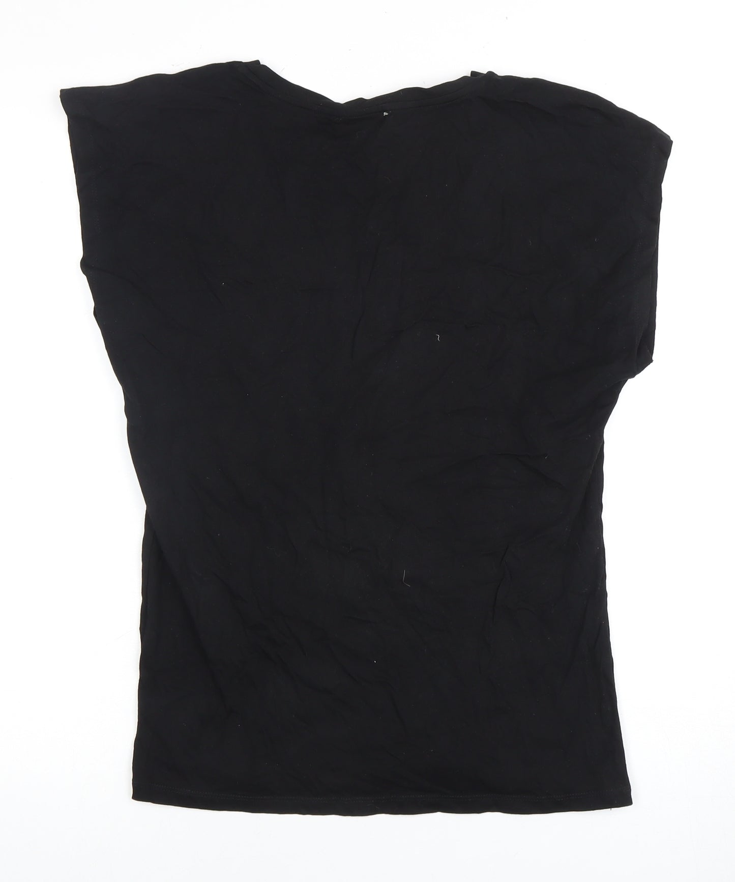 Ruka Women's Black Cotton Rock Graphic T-Shirt - Size S