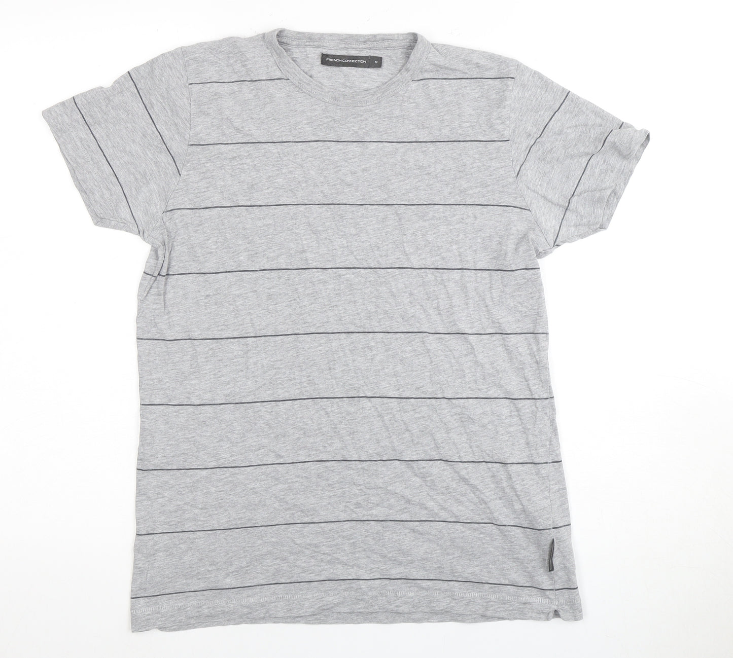 French Connection Men's Grey Striped T-Shirt, M