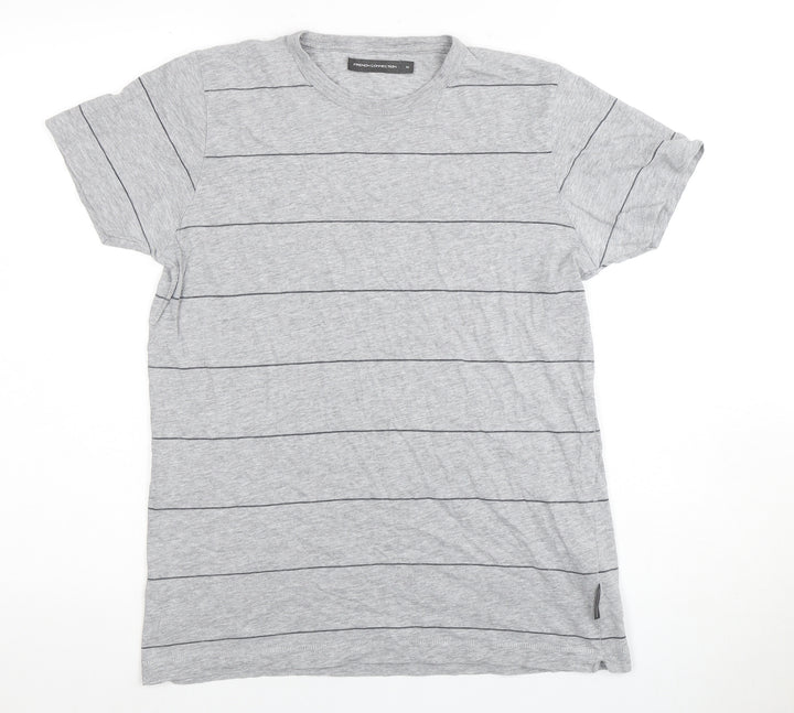 French Connection Men's Grey Striped T-Shirt, M