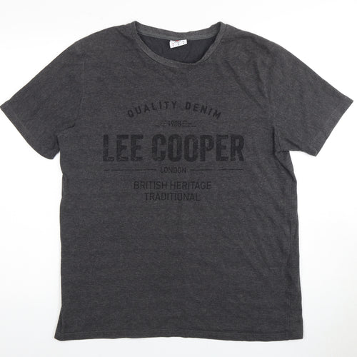 Lee Cooper Men's Grey Graphic Print T-Shirt L