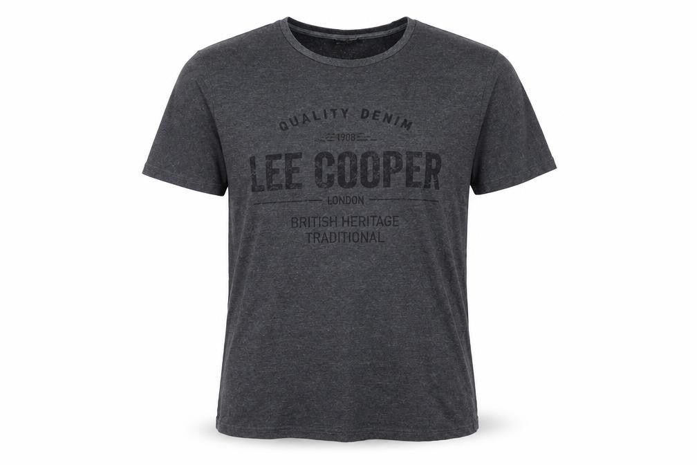 Front view of Lee Cooper Men's Grey Graphic Print T-Shirt L