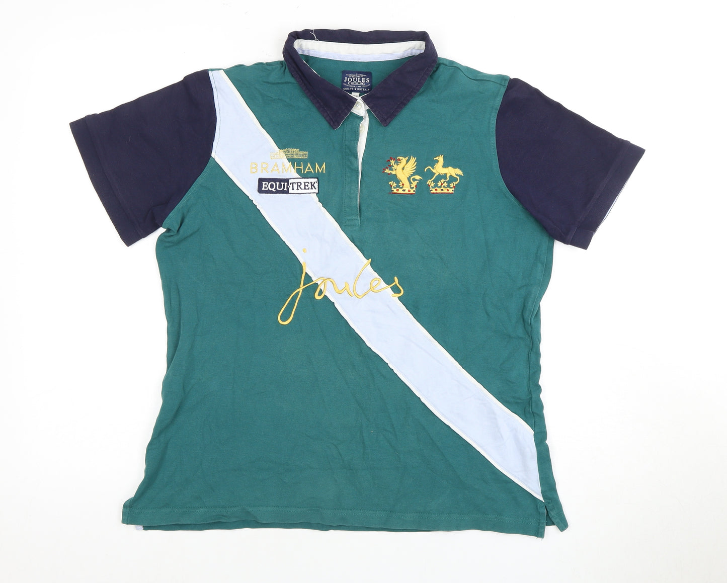 Joules Women's Polo Shirt, Green, Size 16, Casual Style
