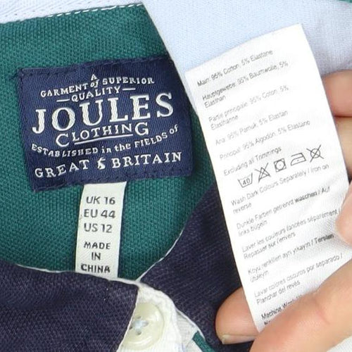 Joules Women's Polo Shirt, Green, Size 16, Casual Style